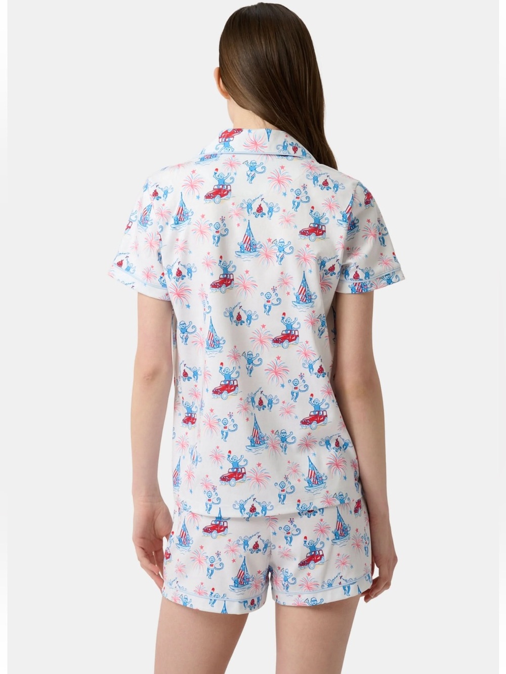 NWT! Roller Rabbit Star Spangled Monkey Polo Pajamas  Size: XS - Picture 7 of 10